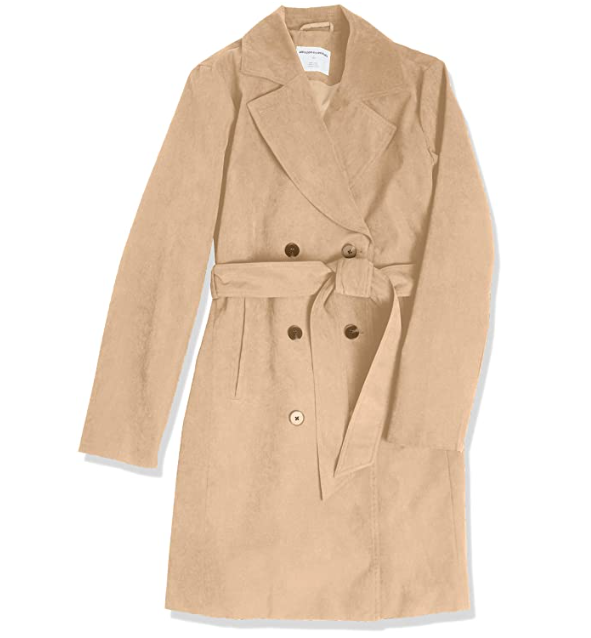 Amazon Essentials Women's Relaxed-Fit Water-Resistant Trench Coat Taupe M