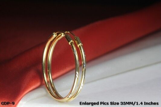 30MM CLASSIC GOLD PLATED STERLING SILVER 925 FACETED TWO TONE NEW HOOP EARRINGS