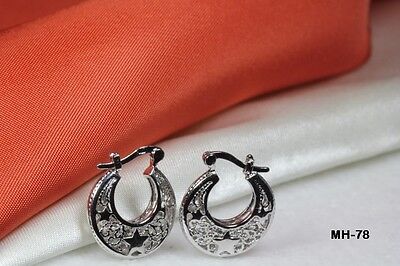 925 STERLING SILVER BEAUTIFUL FILIGREE STAR HUGGIE HOOP EARRINGS~MH-78~MAXX-S