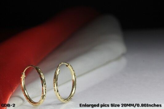 CLASSY 20MM BRAND NEW GOLD PLATED STERLING SILVER 925 FACETED HOOP EARRINGS