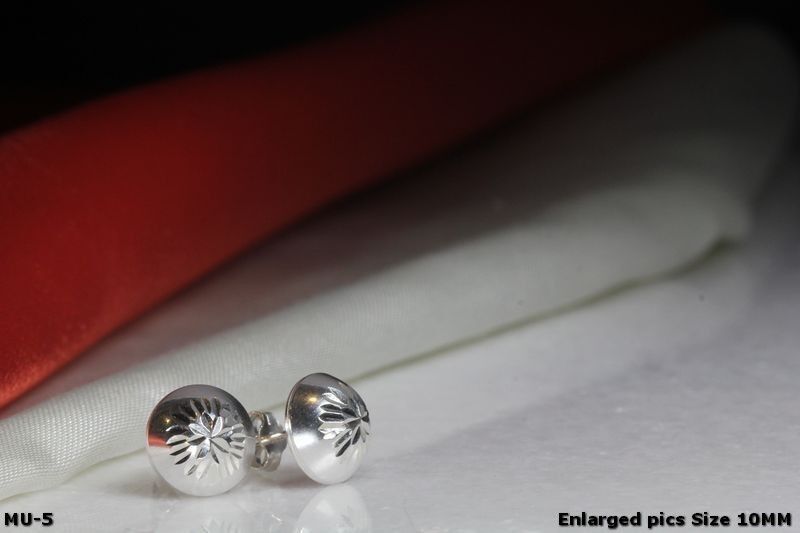10MM BULLET SHAPED HALF ROUND RHODIUM PLATED STERLING SILVER 925 STUD EARRINGS