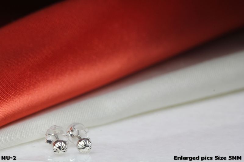 5MM BULLET SHAPED HALF ROUND RHODIUM PLATED STERLING SILVER 925 STUD EARRINGS