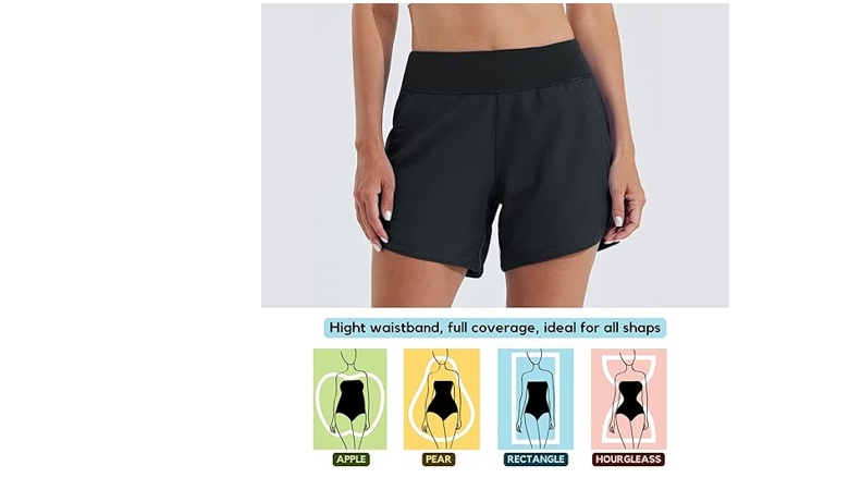 Willit Women's 5" Swim Board Shorts Quick Dry Beach Swimming Shorts, 10