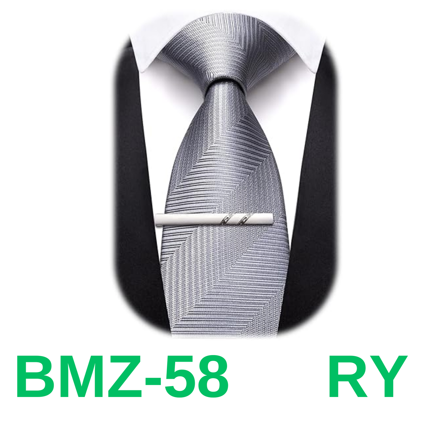 Barry.Wang Neckties for Man Silk Skinny Ties 3.1"(8CM) Striped Woven Clip Men
