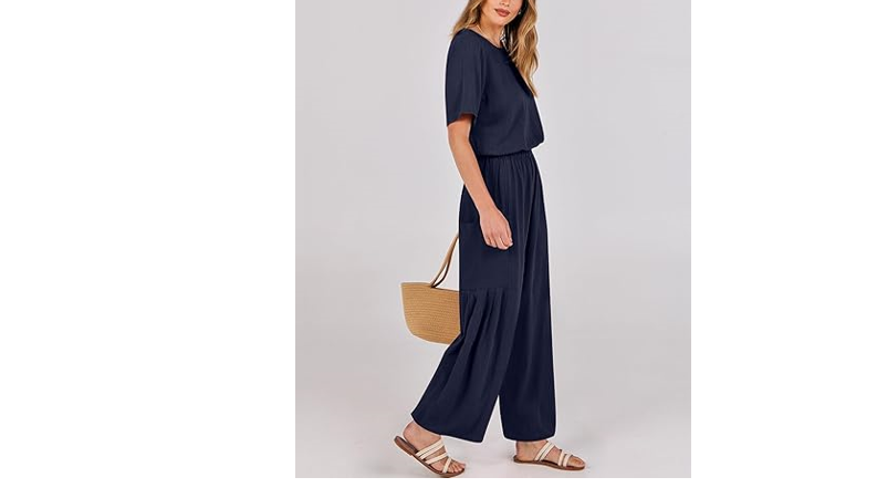 ANRABESS Women Linen Jumpsuits 2024 Summer Casual Loose Short Sleeve Wide, XXL