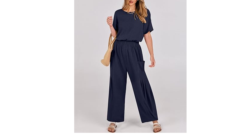 ANRABESS Women Linen Jumpsuits 2024 Summer Casual Loose Short Sleeve Wide, XXL