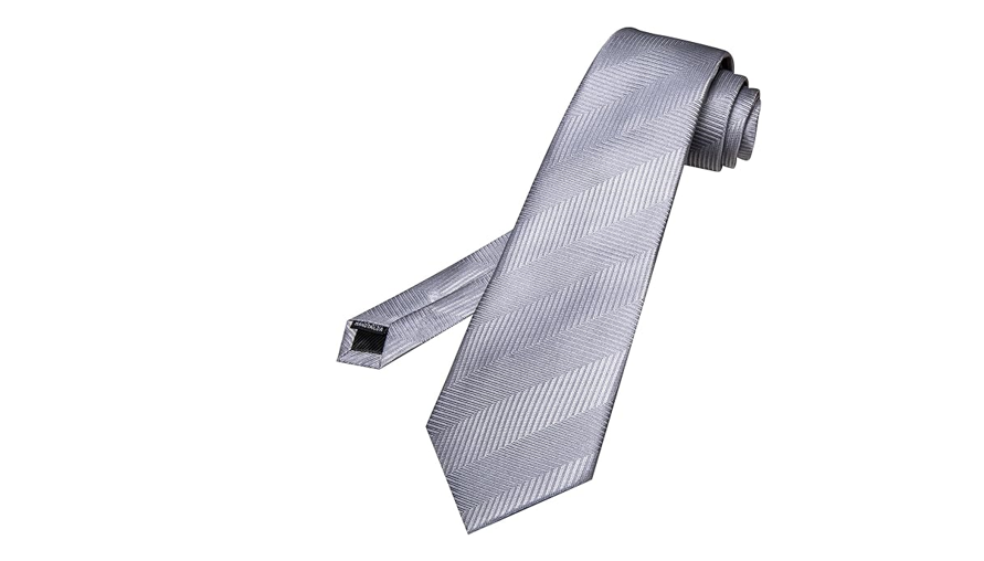 Barry.Wang Neckties for Man Silk Skinny Ties 3.1"(8CM) Striped Woven Clip Men