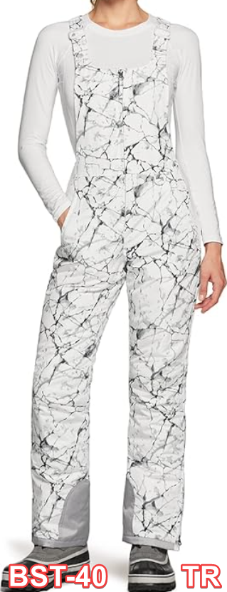 TSLA Women's Winter Snow Bibs, Waterproof Insulated Snowboard Overalls, White, S