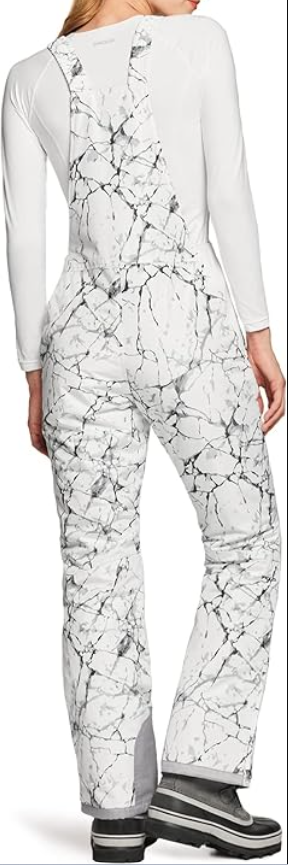 TSLA Women's Winter Snow Bibs, Waterproof Insulated Snowboard Overalls, White, S