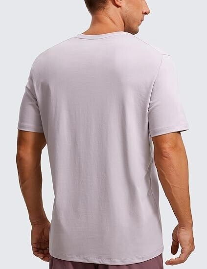 CRZ YOGA Men Cotton Polyester Short Sleeve T-Shirt Classic Fit Casual Soft Top L