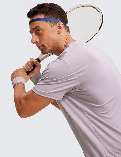 CRZ YOGA Men Cotton Polyester Short Sleeve T-Shirt Classic Fit Casual Soft Top L