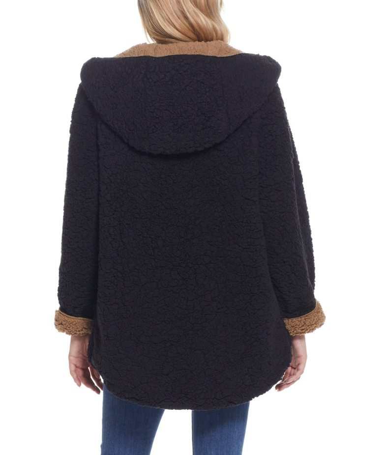Weatherproof | Black & Saddle Reversible Sherpa Women Jacket Coat 1X