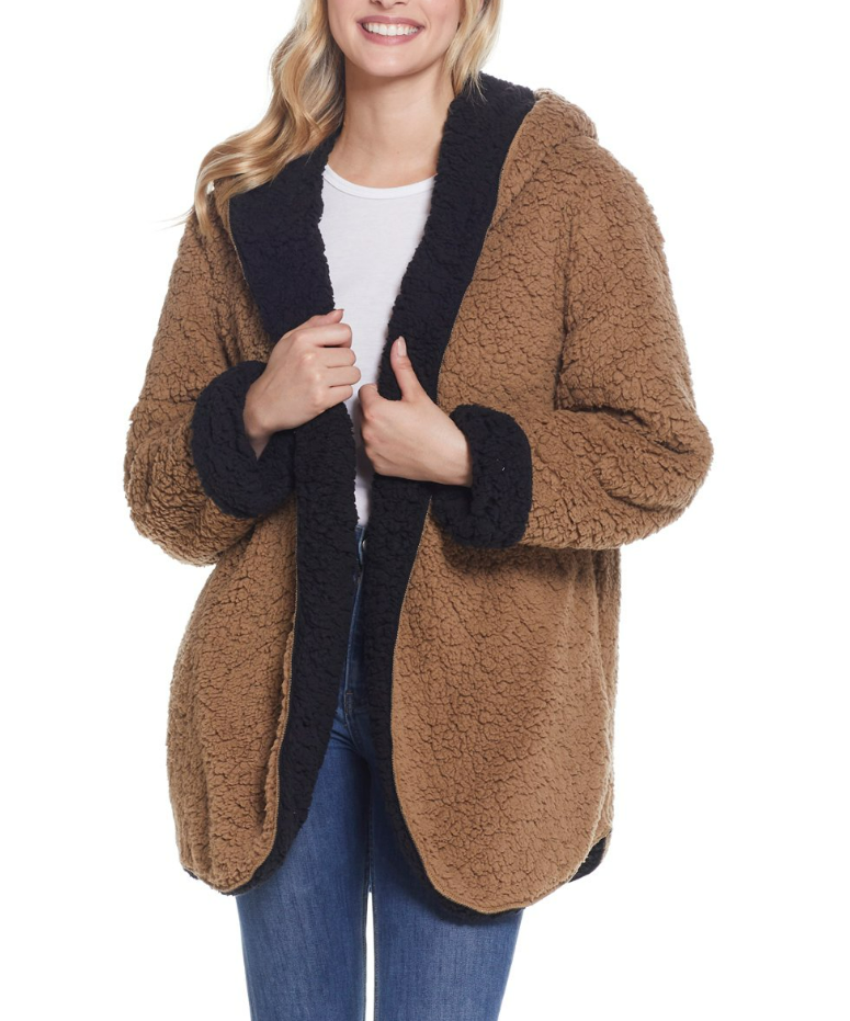 Weatherproof | Black & Saddle Reversible Sherpa Women Jacket Coat 1X