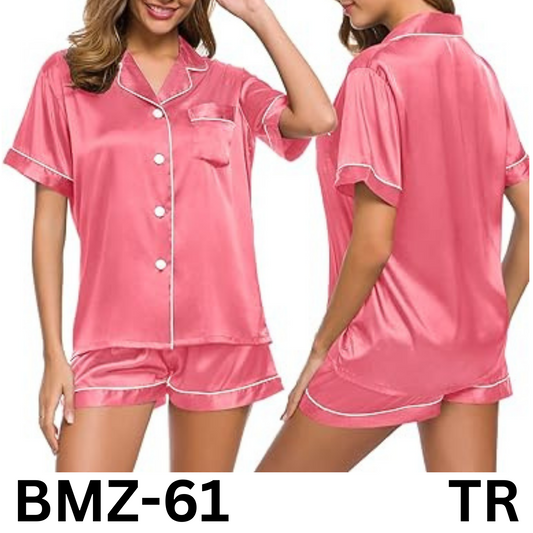 SWOMOG Pajamas Set Short Sleeve Sleepwear Womens Button Down Nightwear Soft Pj M