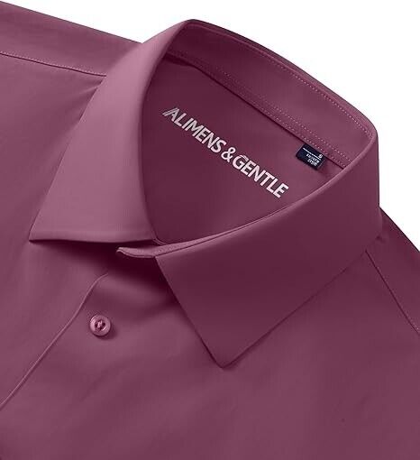 Alimens & Gentle Men's Dress Shirts 16-Way Stretch Slim Fit Long Sleeve Shirt, L