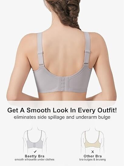 Baetty Women' Seamless Wireless Push Up Bras with Support & Lift No Underwire, S