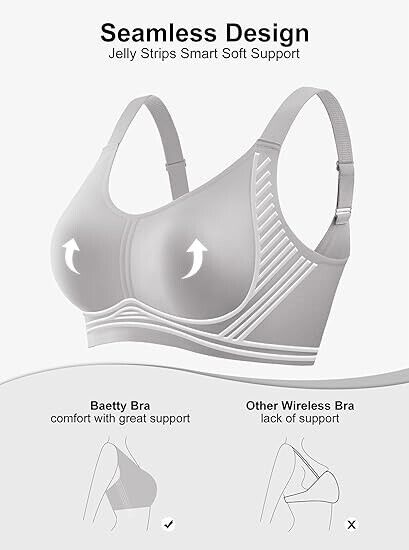 Baetty Women' Seamless Wireless Push Up Bras with Support & Lift No Underwire, S