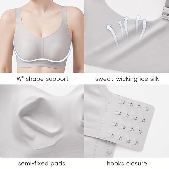 Baetty Women' Seamless Wireless Push Up Bras with Support & Lift No Underwire, S