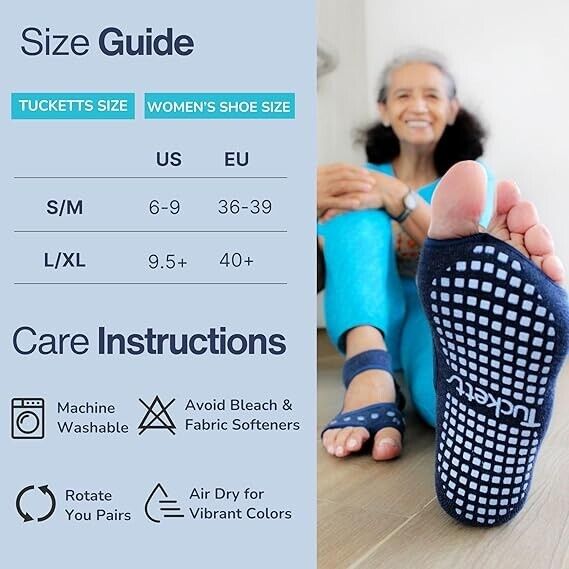 Tucketts Allegro Toeless Non-Slip Grip Socks - Anti Skid Yoga, Barre, Pilates