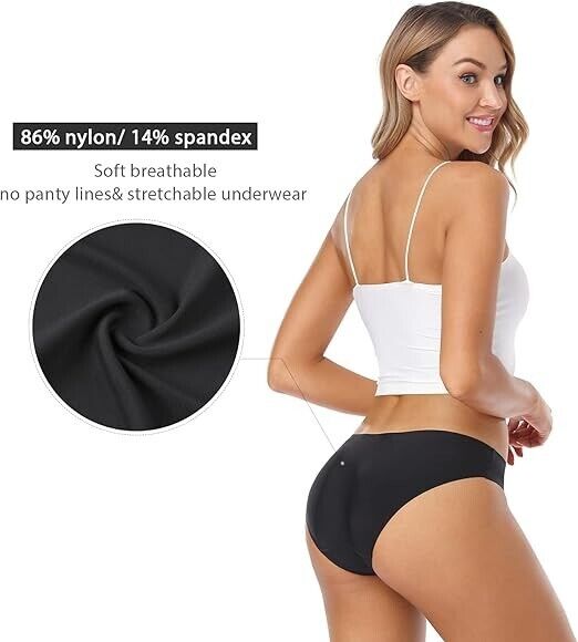 Wealurre Seamless Underwear Invisible Bikini No Show Nylon Spandex Women Panty M