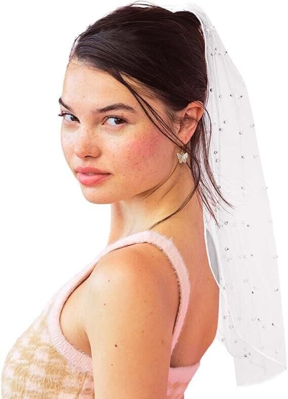 xo, Fetti Bachelorette Party Pearl Bridal Veil- Headband Decoration, Bride To Be