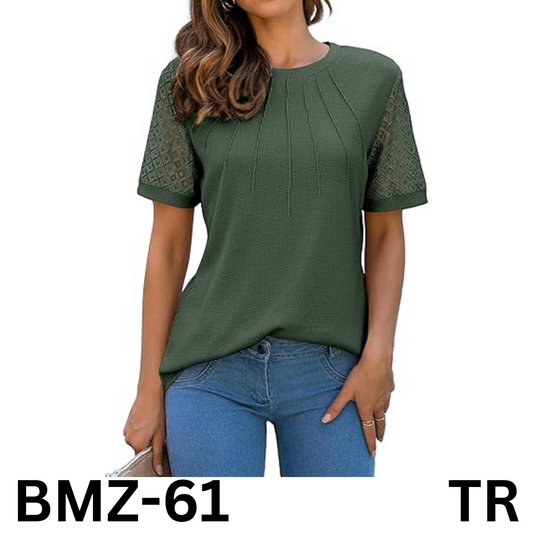 Blooming Jelly Women's Dressy Casual Blouses Work Tops Short Sleeve T-Shirt, L