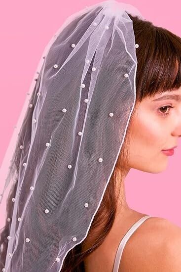 xo, Fetti Bachelorette Party Pearl Bridal Veil- Headband Decoration, Bride To Be