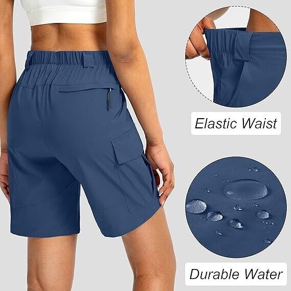 Viodia Womens 7" Hiking Cargo Shorts with Pockets Quick Dry Lightweight Shorts M