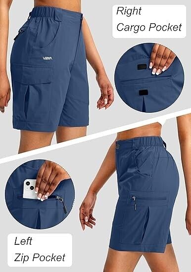 Viodia Womens 7" Hiking Cargo Shorts with Pockets Quick Dry Lightweight Shorts M