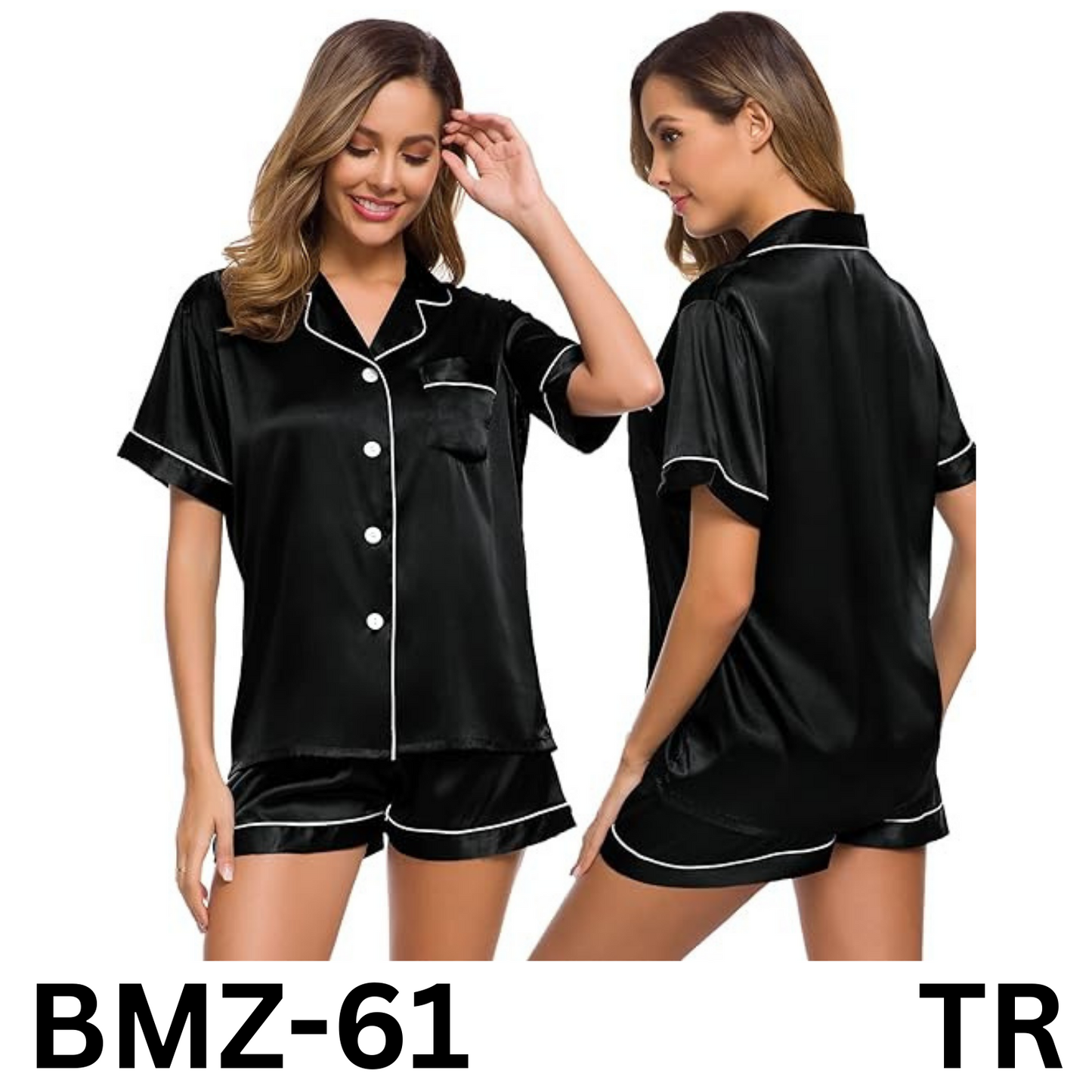 SWOMOG Womens Silk Satin Pajamas Set Two-Piece Pj Sets Sleepwear Loungewear, XL