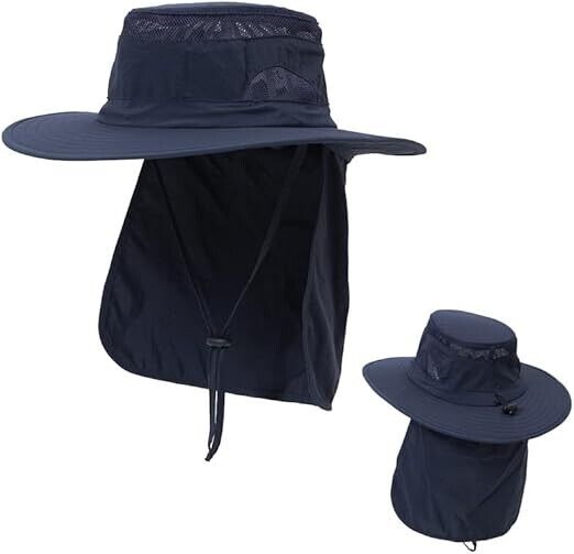 UV 50+ Sun Protection Fishing Hats for Men & Women, Wide Brim Bucket Hat Navy