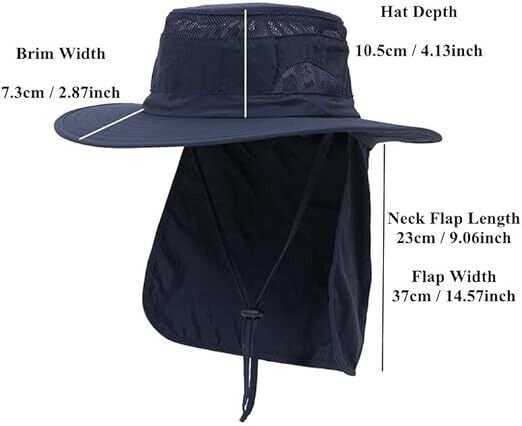 UV 50+ Sun Protection Fishing Hats for Men & Women, Wide Brim Bucket Hat Navy