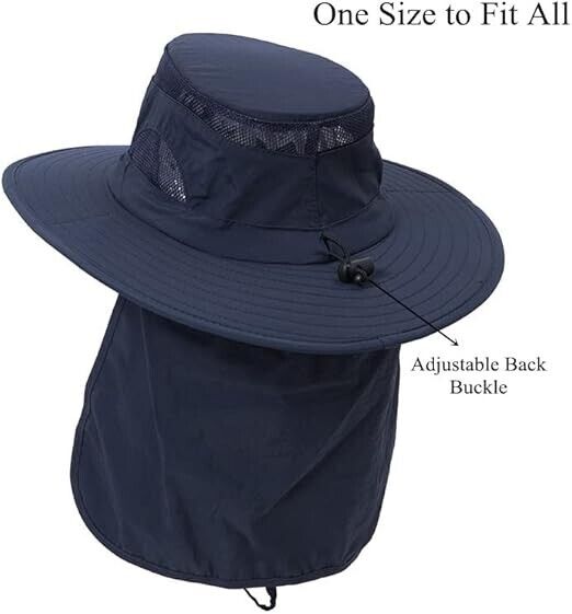 UV 50+ Sun Protection Fishing Hats for Men & Women, Wide Brim Bucket Hat Navy