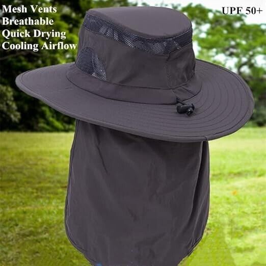 UV 50+ Sun Protection Fishing Hats for Men & Women, Wide Brim Bucket Hat Navy