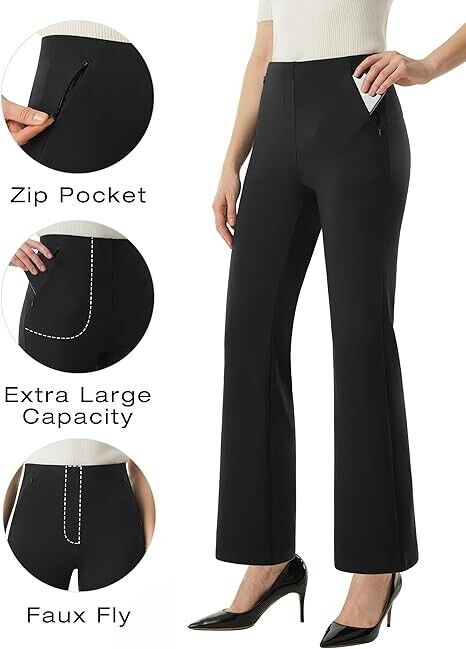 AFITNE Women's Yoga Dress Pants High Waisted Stretchy Straight Leg Pants, 28" M