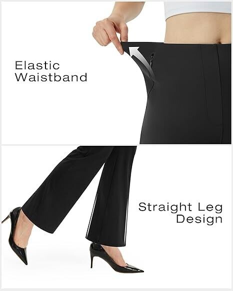 AFITNE Women's Yoga Dress Pants High Waisted Stretchy Straight Leg Pants, 28" M