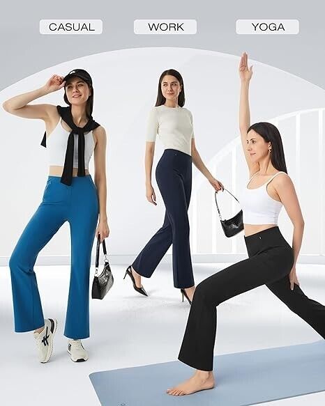 AFITNE Women's Yoga Dress Pants High Waisted Stretchy Straight Leg Pants, 28" M