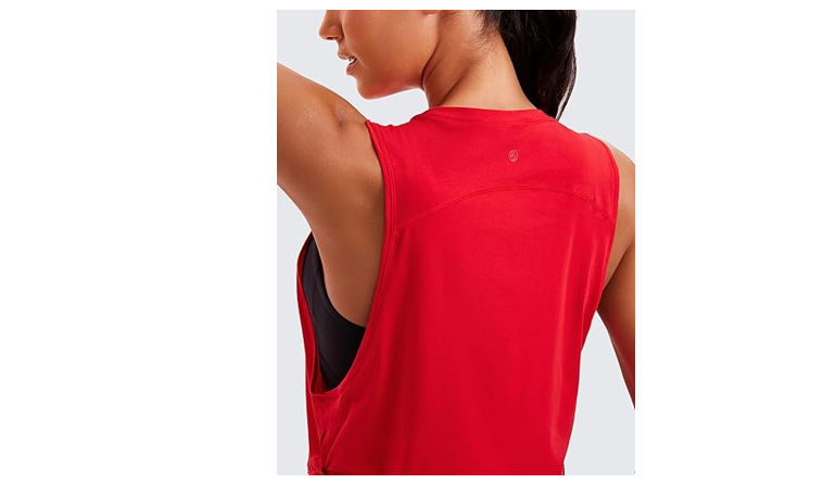 CRZ YOGA Women's Sleeveless Cotton Blend Crop Tank Top for Yoga Running Gym, M