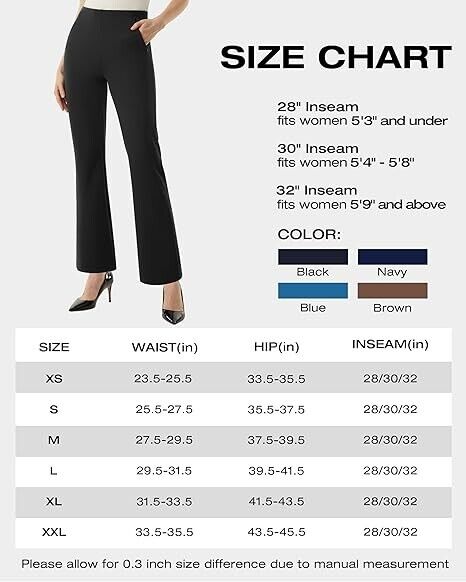 AFITNE Women's Yoga Dress Pants High Waisted Stretchy Straight Leg Pants, 28" M