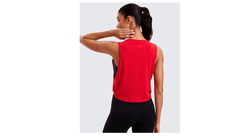 CRZ YOGA Women's Sleeveless Cotton Blend Crop Tank Top for Yoga Running Gym, M