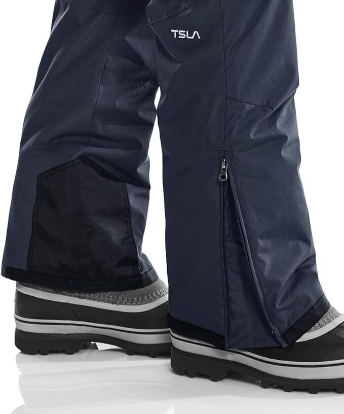 TSLA Men's Winter Snow Bibs, Waterproof Insulated Snowboard Overalls, XXL Blue