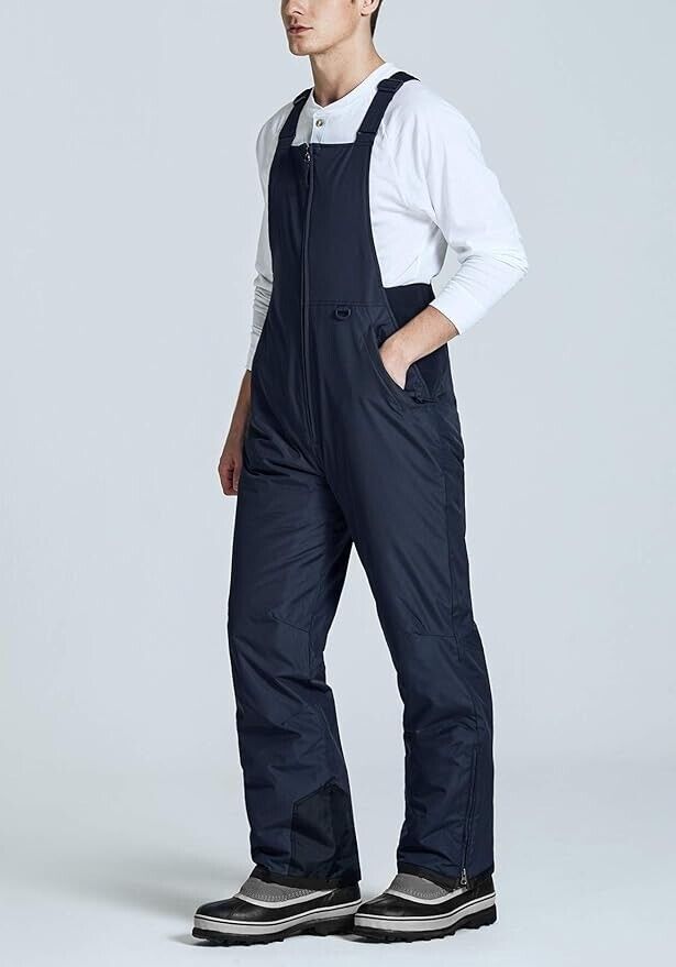 TSLA Men's Winter Snow Bibs, Waterproof Insulated Snowboard Overalls, XXL Blue