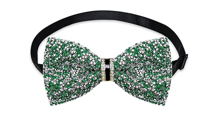DiBanGu Rhinestone Bow Ties for Men Adjustable Sequin Diamond Pre-tied