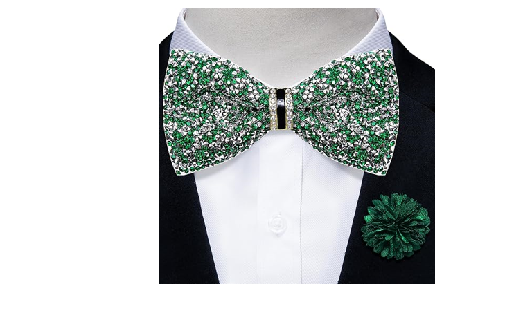 DiBanGu Rhinestone Bow Ties for Men Adjustable Sequin Diamond Pre-tied