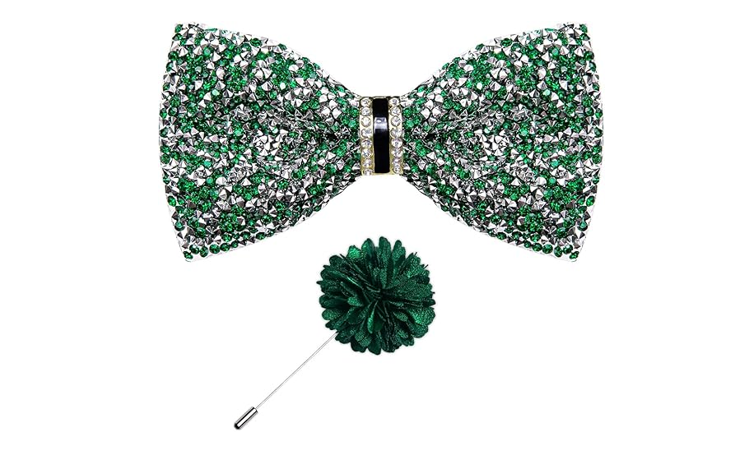 DiBanGu Rhinestone Bow Ties for Men Adjustable Sequin Diamond Pre-tied