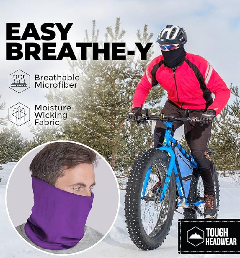 Tough Headwear Reversible Microfiber Gaiter Tube Neck Warmer Purple One Size