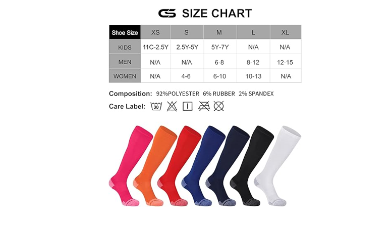 CS CELERSPORT 2 Pack Baseball Softball Soccer Socks Over the Calf Sports Tube, S