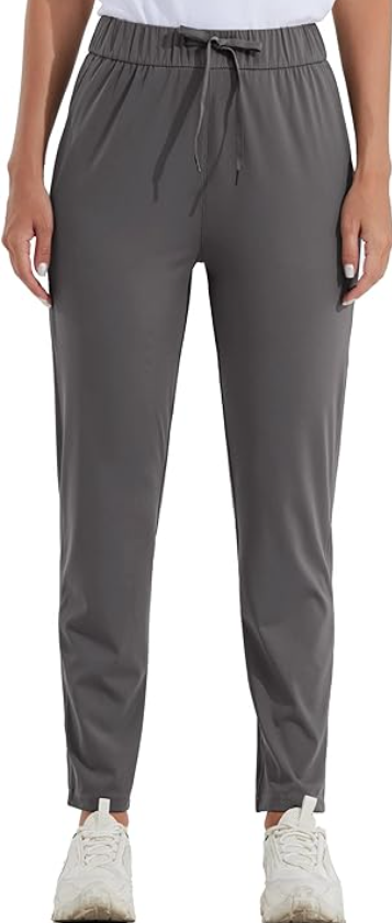 Willit Women's Golf Travel Pants Lounge Sweatpants 7/8 Athletic Pants DeepGray L