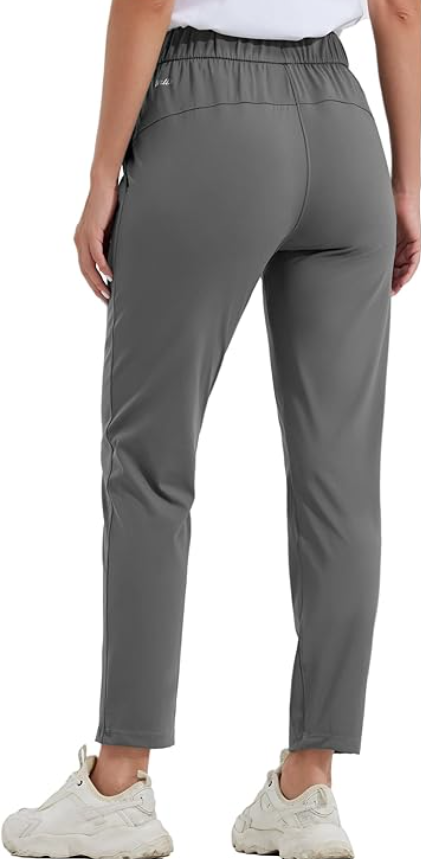 Willit Women's Golf Travel Pants Lounge Sweatpants 7/8 Athletic Pants DeepGray L
