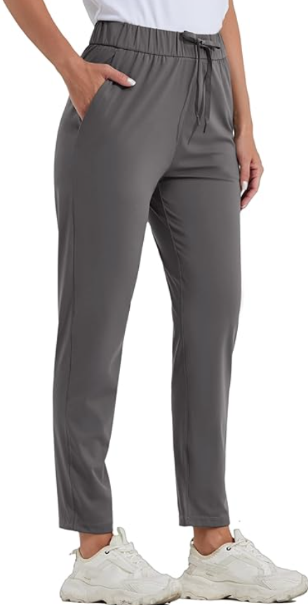 Willit Women's Golf Travel Pants Lounge Sweatpants 7/8 Athletic Pants DeepGray L